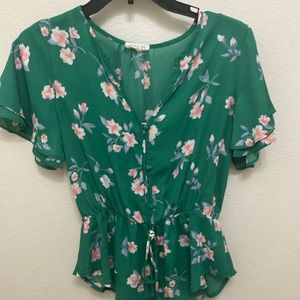 Green tie-waist top, Sienna Sky